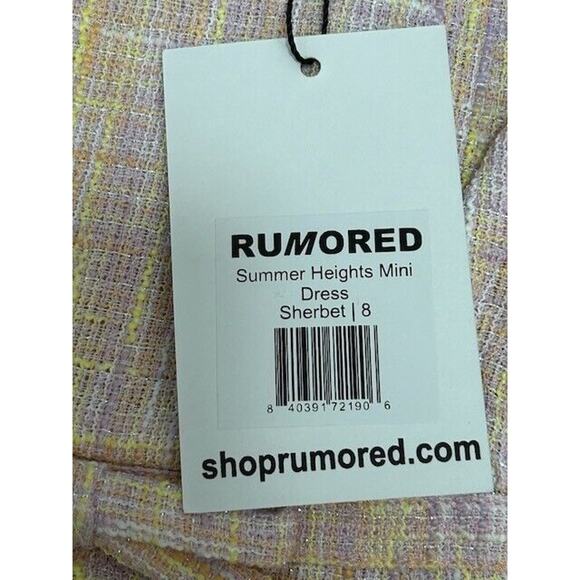 Rumored Womens Summer Heights Mini Dress Tweed Square Neck Sherbet Size 8 NWT - Picture 8 of 11
